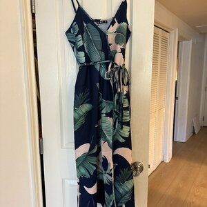 alive girl palm leaf wrap jumpsuit - size 8 (S/M)